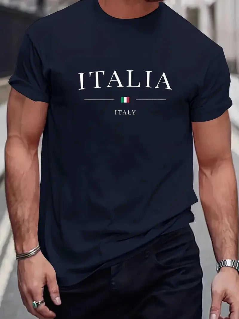 Men's Simple Letter Printed T-shirt Summer Daily Casual Round Neck Short Sleeve Loose Comfortable Fashion Simple Short Sleeve