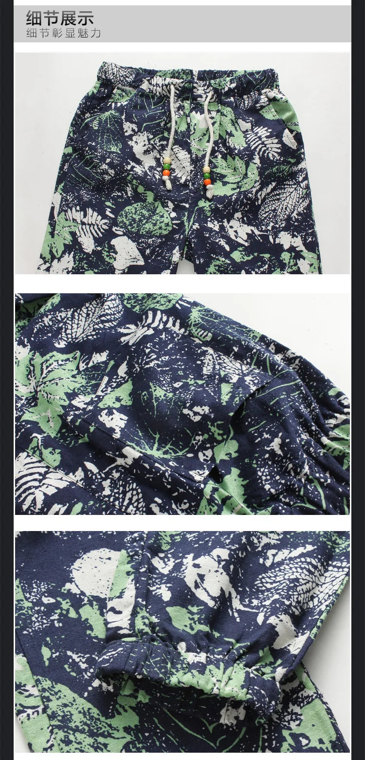Euro Size 2026 New Fashion Spring Men Floral Print Joggers Male Casual Summer Pants Mens Sweatpants Linen Pants Men Trousers