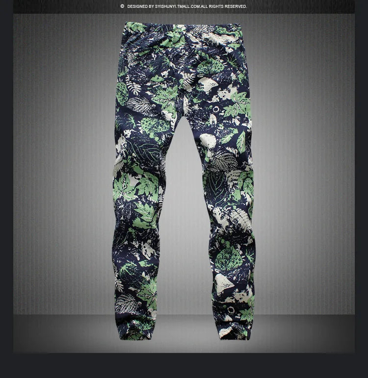Euro Size 2026 New Fashion Spring Men Floral Print Joggers Male Casual Summer Pants Mens Sweatpants Linen Pants Men Trousers