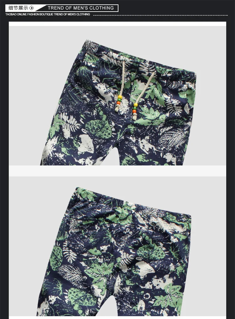 Euro Size 2026 New Fashion Spring Men Floral Print Joggers Male Casual Summer Pants Mens Sweatpants Linen Pants Men Trousers