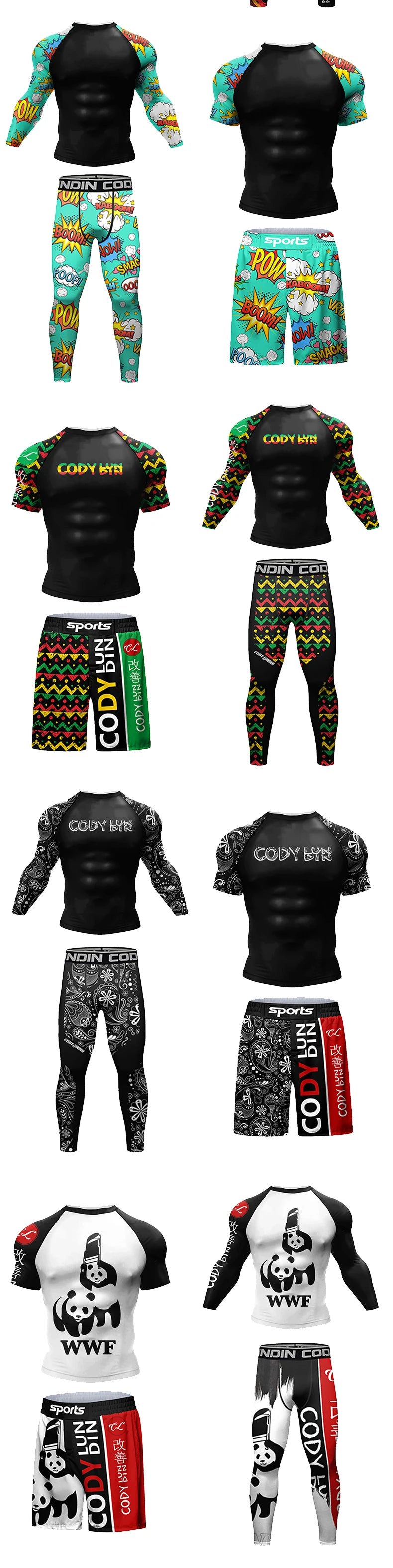Hot Popular Wholesale Rashguard MMA Taekwondo Boxing Wrestling Shirt Sportsuits Fitness Training Shorts BJJ 4-Piece Set