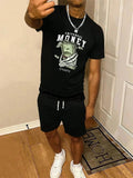 New Men's Round Neck Short Sleeve Shorts Suit Fashionable And Simple For Outdoor Activities And Daily Wear Two-piece Set