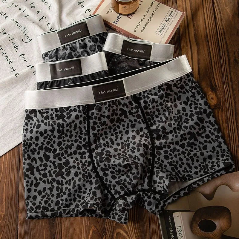 Men's Underwear Black leopard print starry sky ice silk BoxerShorts men quick drying  breathable summer antibacterial Underpants