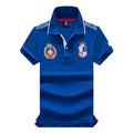 Men's polo shirt France short sleeve Royal leisure sports party cotton embroidered with slit contrast color original