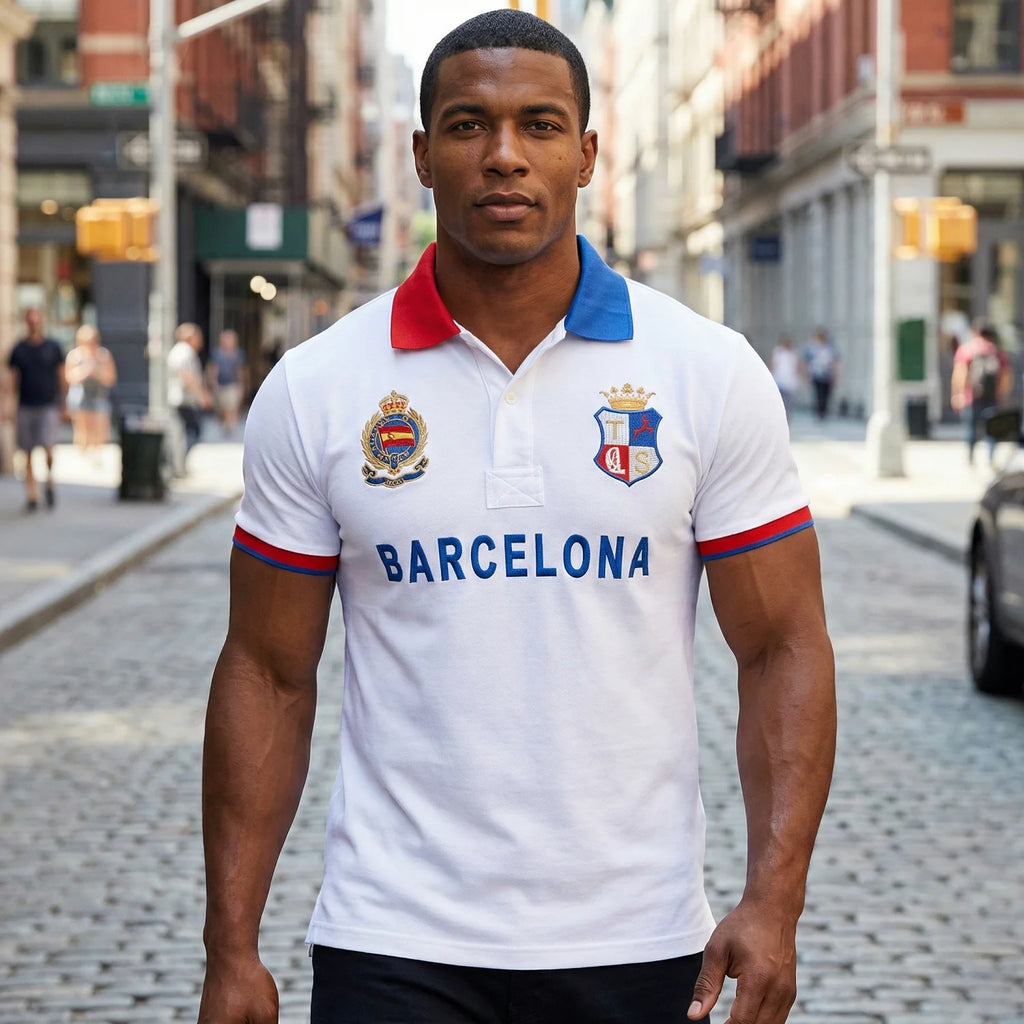 Men's High-Quality Cotton Polo Shirt Barcelona Football Fans Embroidered "Barca" Symbol Quality New Year's Gift for Men