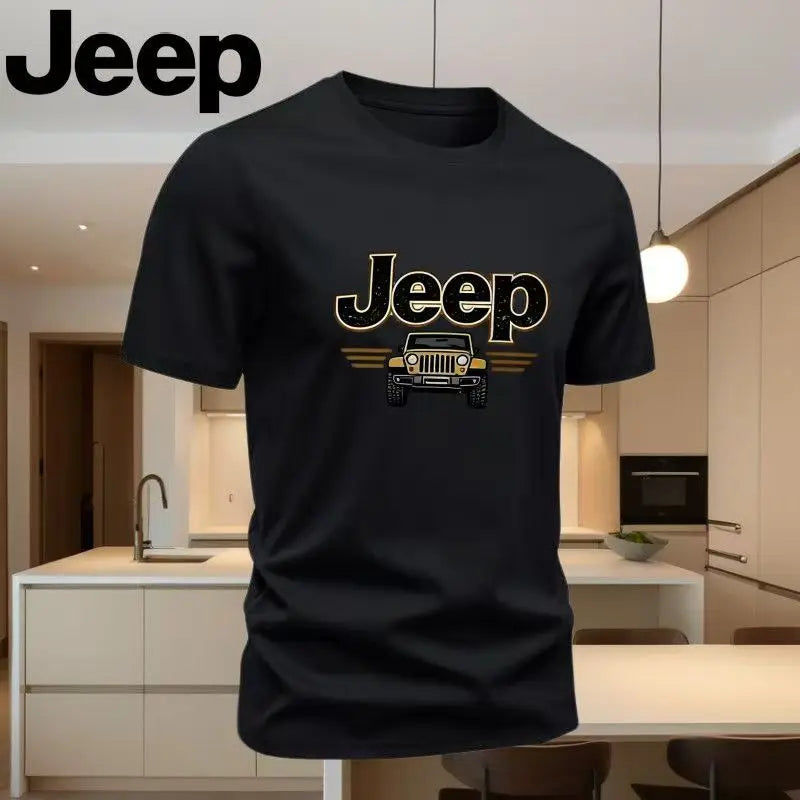 Jeep Men's T-Shirt 4x4 Off-Road Car Graphic Tee Summer Casual Short Sleeve O-Neck Breathable Tops Plus Size