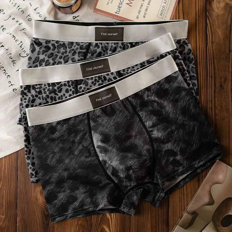 Men's Underwear Black leopard print starry sky ice silk BoxerShorts men quick drying  breathable summer antibacterial Underpants