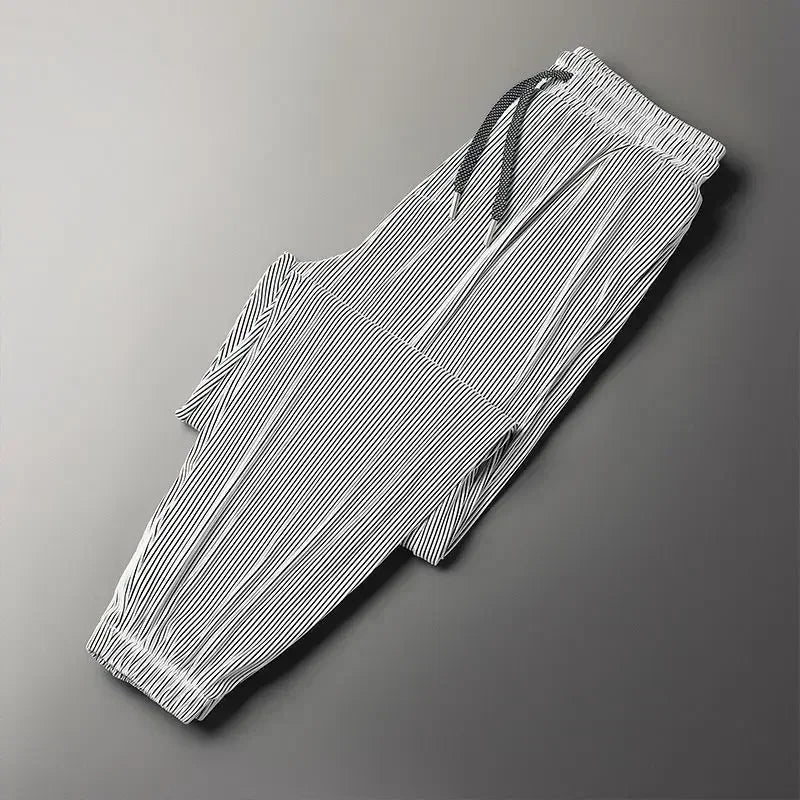 2026 Summer Ice Silk Ultra-thin Pants Men's Loose Straight Section Drape Ice Silk Pants Wide Leg Sports Casual Pants Fits