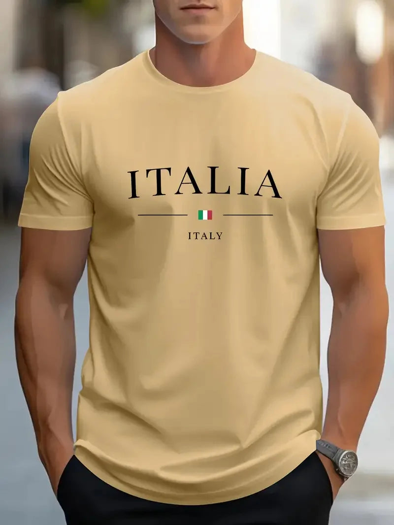 Men's Simple Letter Printed T-shirt Summer Daily Casual Round Neck Short Sleeve Loose Comfortable Fashion Simple Short Sleeve