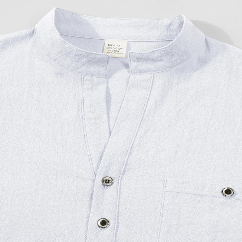 Men's Lightweight Shirts Long Sleeve Henley Cotton Linen Shirts for Male Beach Hawaiian V-neck Top Breathable Polo Shirts top