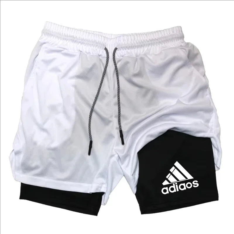 Men'S Compression Shorts Summer Gym Fitness Running Training Sports Shorts Two-In-One Mesh Breathable Quick-Drying Shorts