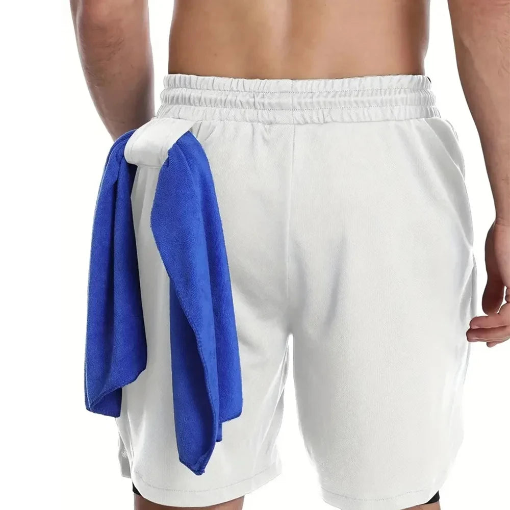2026 Men's 2-in-1 Running Shorts, High-Quality Elastic Double-Layer Shorts, Breathable and Lightweight, Teen Training Shorts, Sp