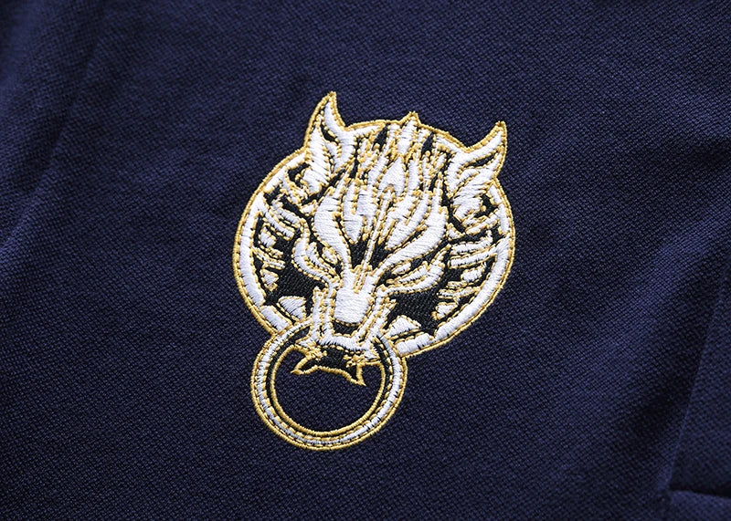 Men's polo shirt Wolf Totem cotton embroidery stitching color classic fashion original design pure cotton high quality