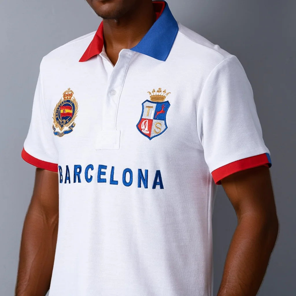Men's High-Quality Cotton Polo Shirt Barcelona Football Fans Embroidered "Barca" Symbol Quality New Year's Gift for Men