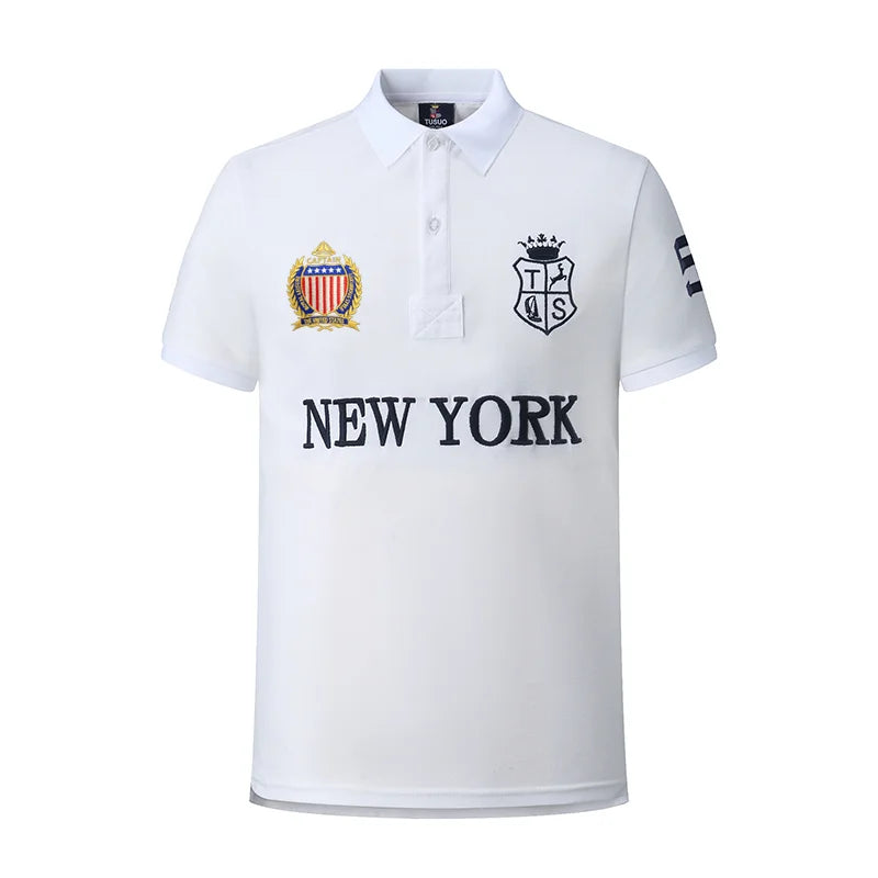 Men's polo shirt USA New York Royal short casual  sport party high-end cotton embroidery luxury contrast color original design