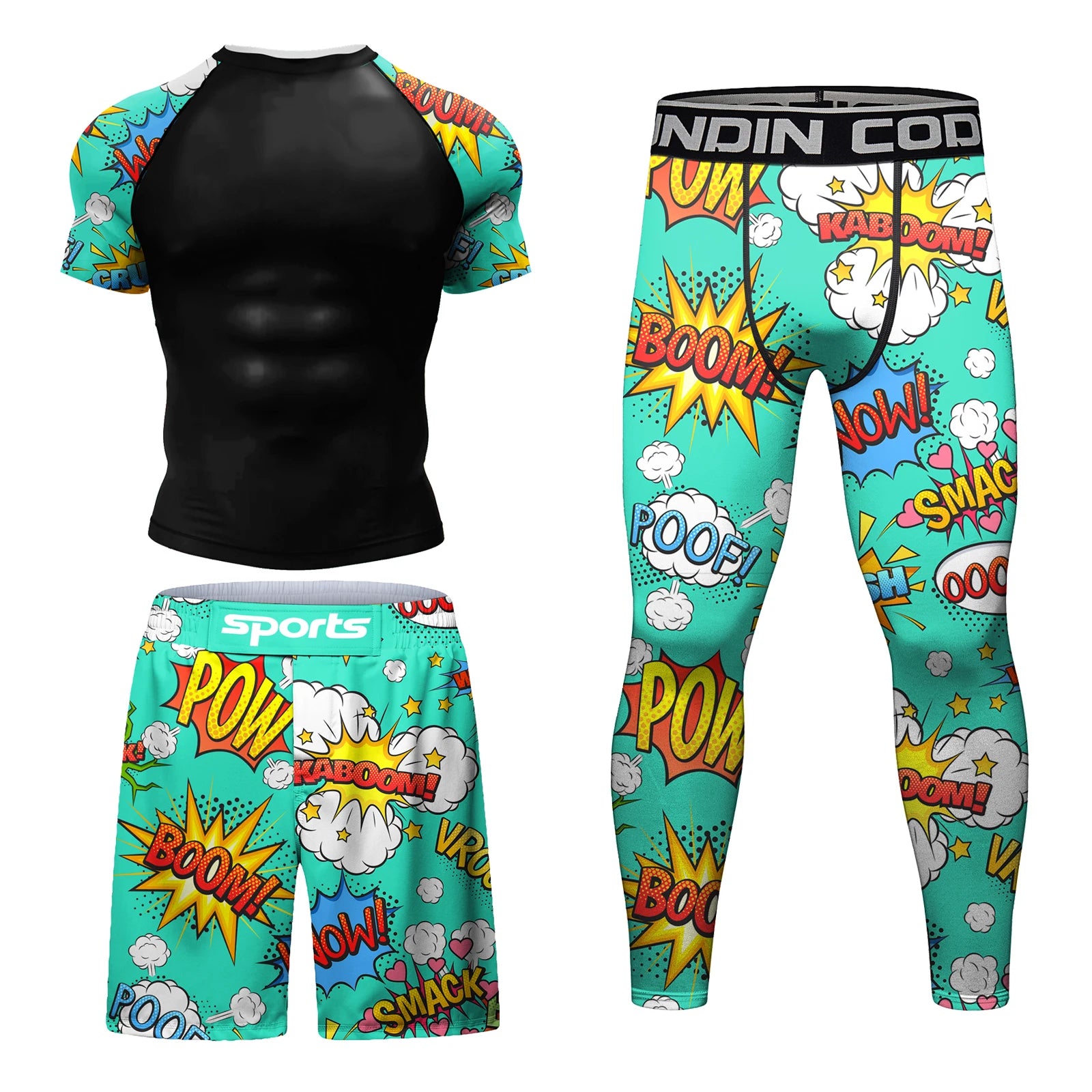 Hot Popular Wholesale Rashguard MMA Taekwondo Boxing Wrestling Shirt Sportsuits Fitness Training Shorts BJJ 4-Piece Set