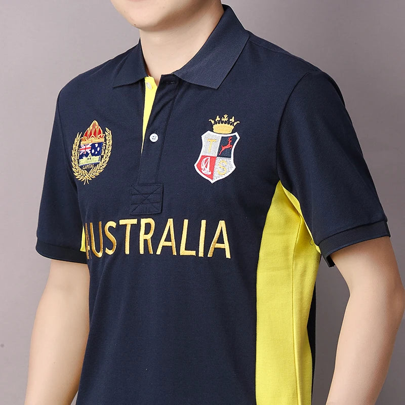 Men's polo shirt Australia Royal Short sleeve casual sports party cotton embroidered luxury contrast color original design