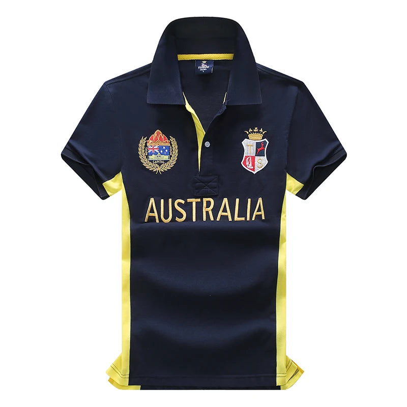 Men's polo shirt Australia Royal Short sleeve casual sports party cotton embroidered luxury contrast color original design