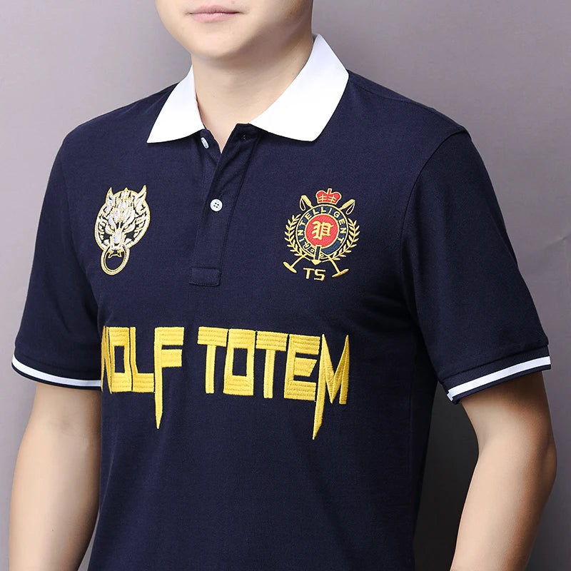 Men's polo shirt Wolf Totem cotton embroidery stitching color classic fashion original design pure cotton high quality