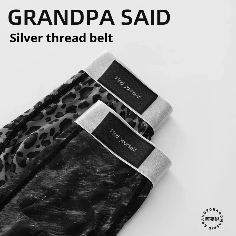 Men's Underwear Black leopard print starry sky ice silk BoxerShorts men quick drying  breathable summer antibacterial Underpants