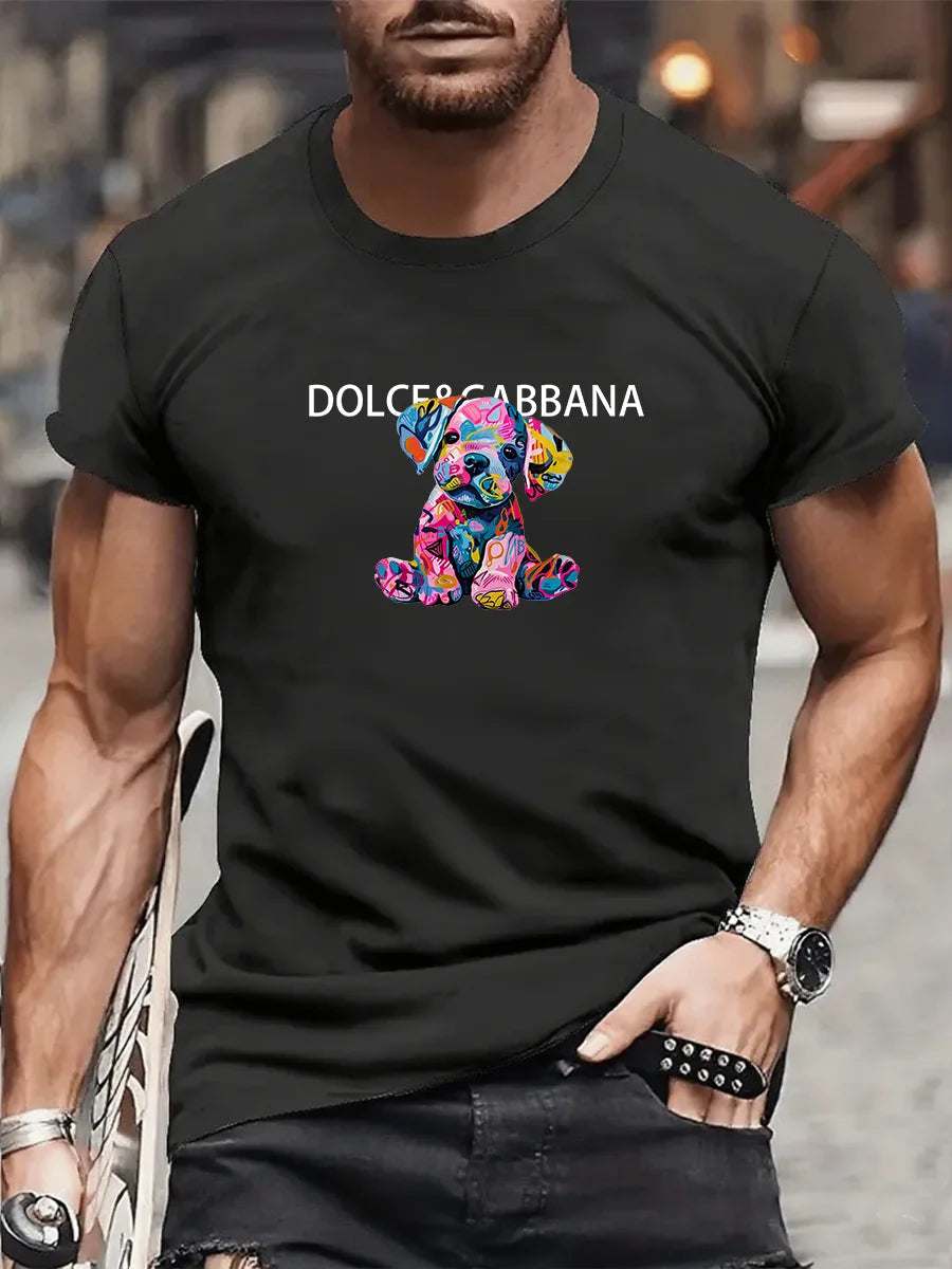 New Cartoon Dog Men's Printed T-Shirt - High-quality Cotton Luxury Brand T-Shirt for Men and Women - Streetwear Y2K Summer Top