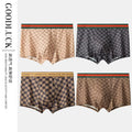 MAIMENGGO 4pc Men's ice silk underwear flat corner pants youth sports mesh breathable square corner shorts  without Box