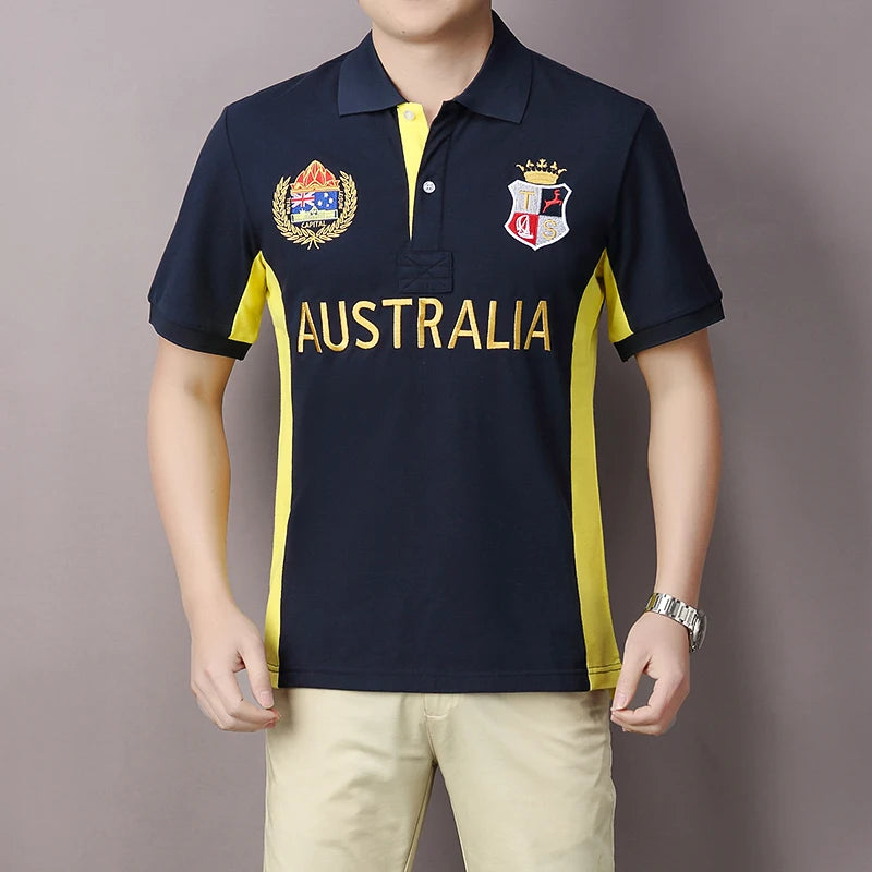 Men's polo shirt Australia Royal Short sleeve casual sports party cotton embroidered luxury contrast color original design