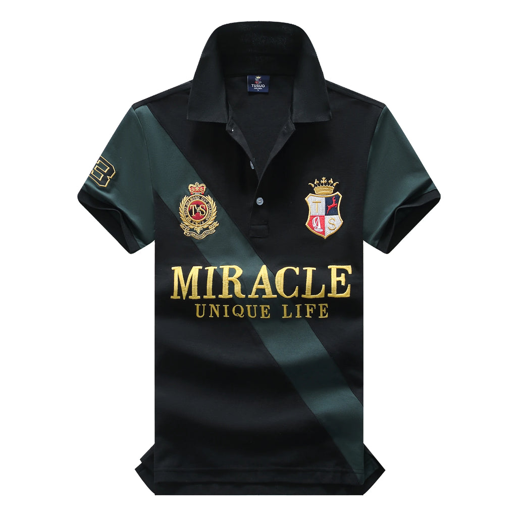 Men's polo shirt MIRACLE embroidery stitching color contrast classic fashion original design polo collar pure cotton breathable