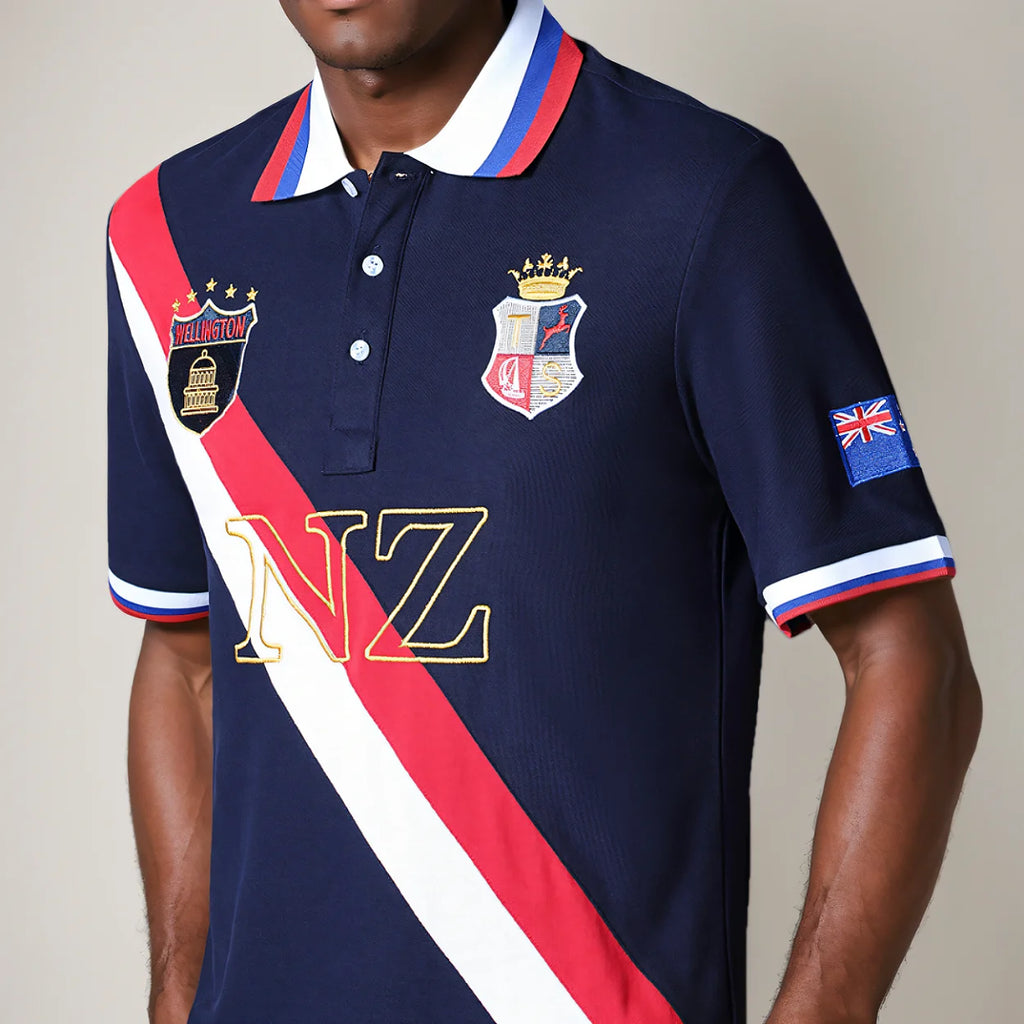 Men's polo shirt New Zealand Pacific Ocean cotton embroidery stitching color classic fashion original design pure cotton quality
