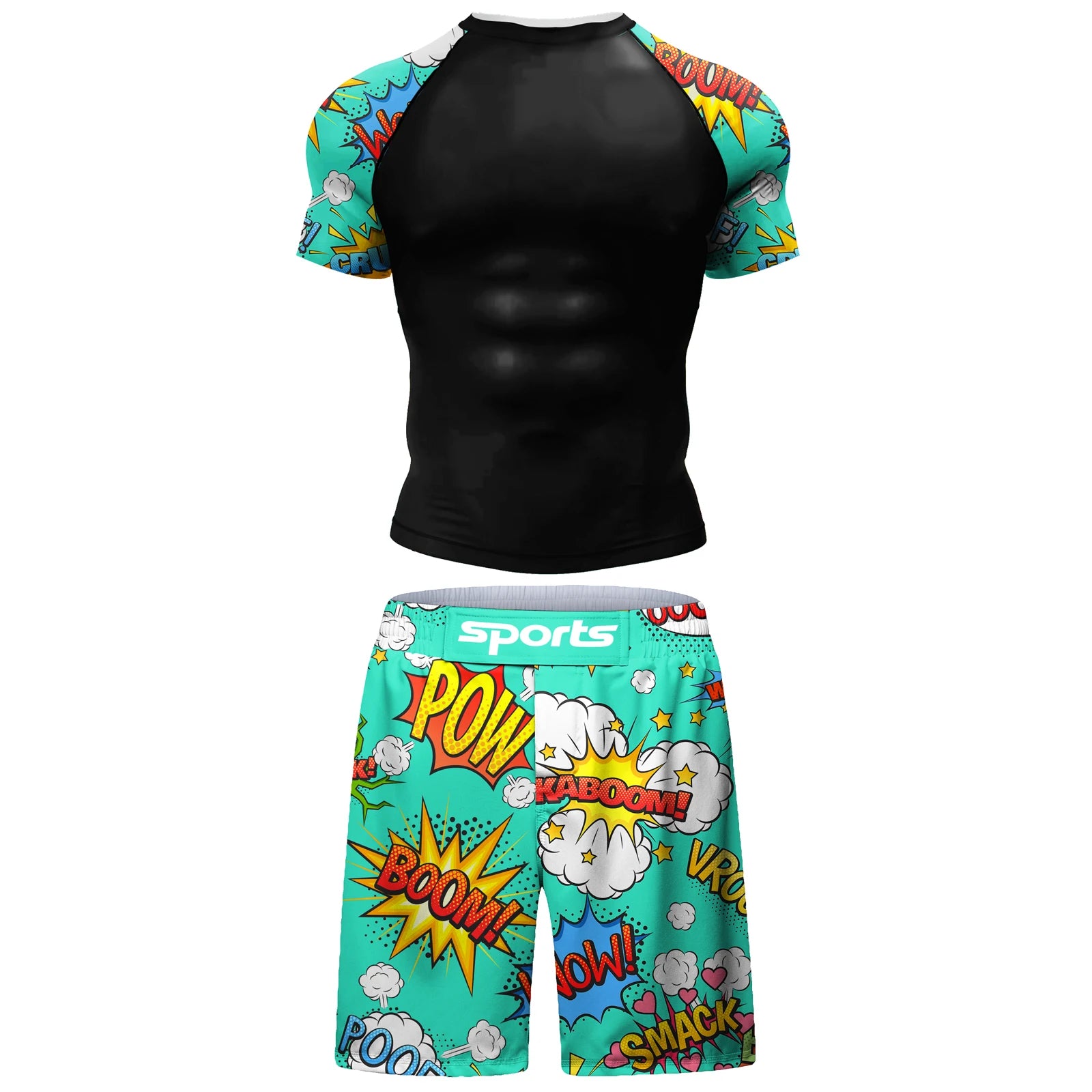 Hot Popular Wholesale Rashguard MMA Taekwondo Boxing Wrestling Shirt Sportsuits Fitness Training Shorts BJJ 4-Piece Set
