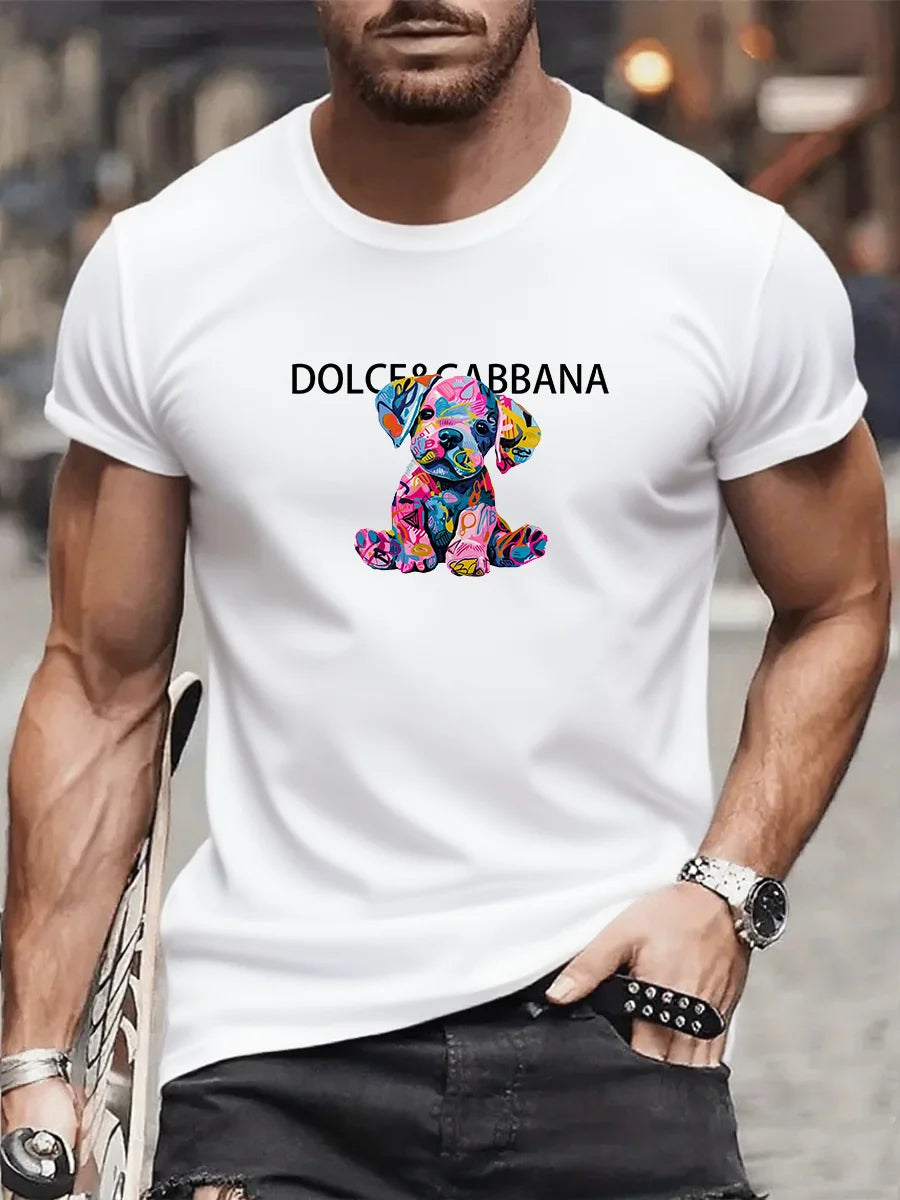 New Cartoon Dog Men's Printed T-Shirt - High-quality Cotton Luxury Brand T-Shirt for Men and Women - Streetwear Y2K Summer Top