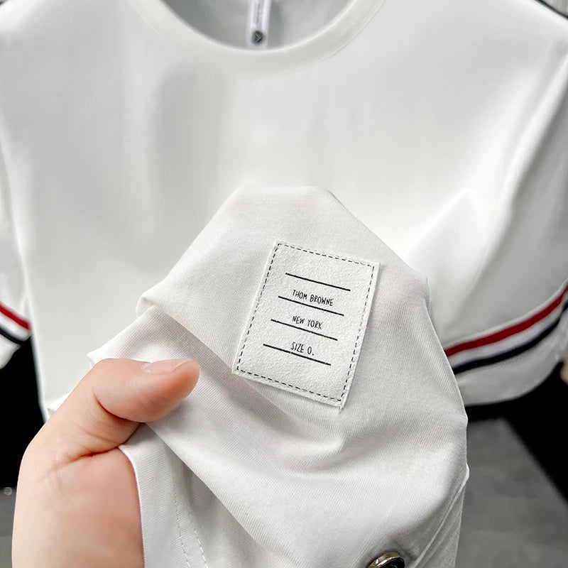men's summer luxury high quality t-shirt round neck brand embroidery dog short sleeves tops leisure trend ventilate men swear