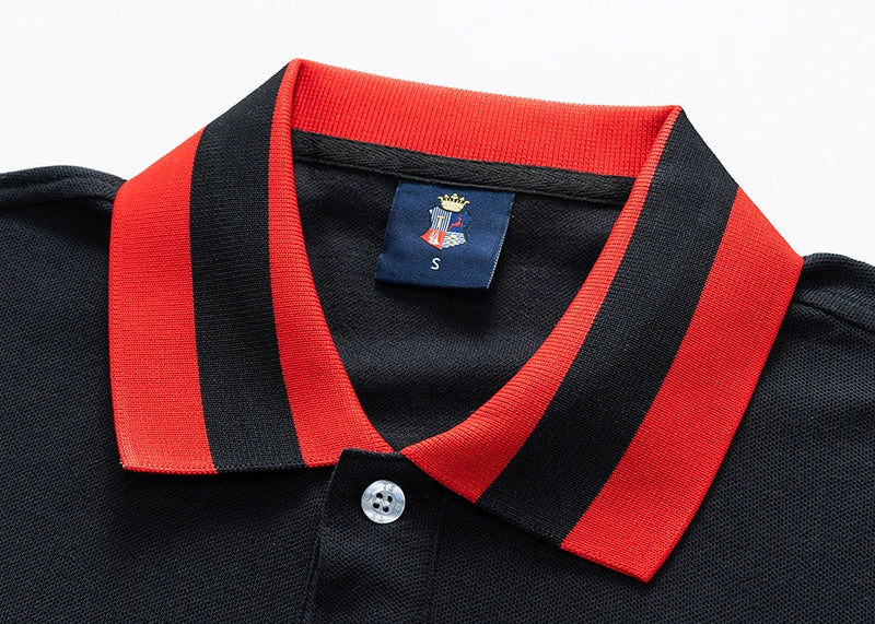 Men's polo shirt USA Chicago short sleeve Royal leisure sports party cotton embroidered with slit contrast color original