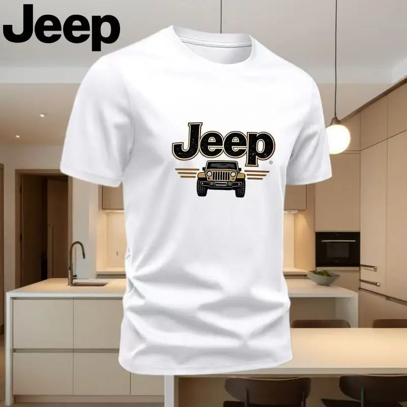 Jeep Men's T-Shirt 4x4 Off-Road Car Graphic Tee Summer Casual Short Sleeve O-Neck Breathable Tops Plus Size