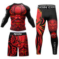 Men Red MMA Tracksuit Jiu jitsu gi T Shirts+Pants Grappling Shorts Men BJJ No Gi Rashguard Compression Boxing Blouse Sportswear