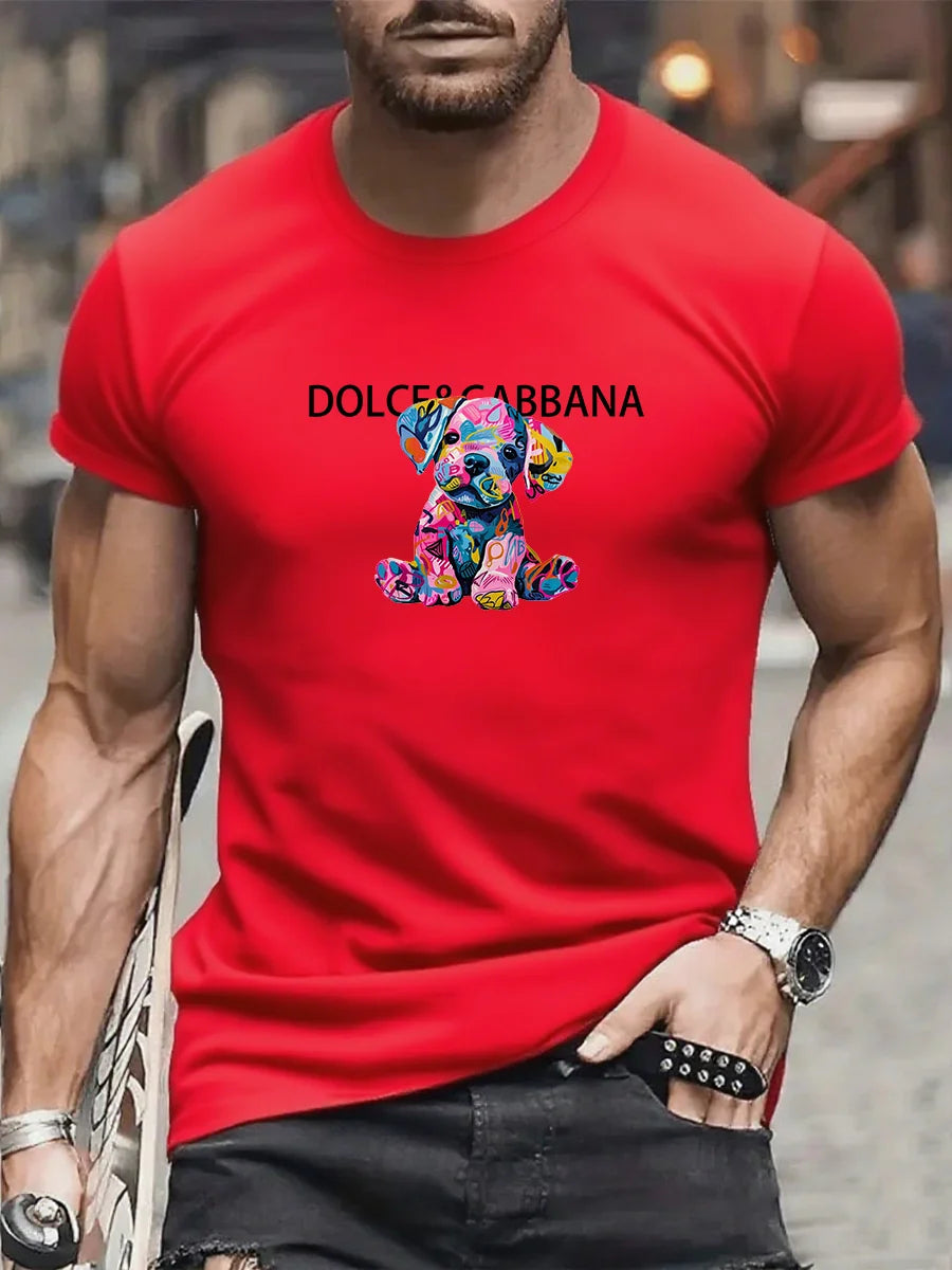 New Cartoon Dog Men's Printed T-Shirt - High-quality Cotton Luxury Brand T-Shirt for Men and Women - Streetwear Y2K Summer Top