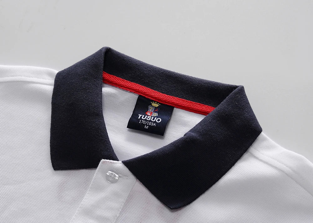 New polo shirt men's embroidery patchwork color contrast slim classic fashion original design polo collar pure cotton breathable