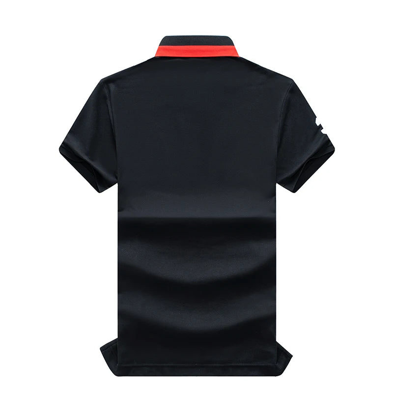Men's polo shirt USA Chicago short sleeve Royal leisure sports party cotton embroidered with slit contrast color original