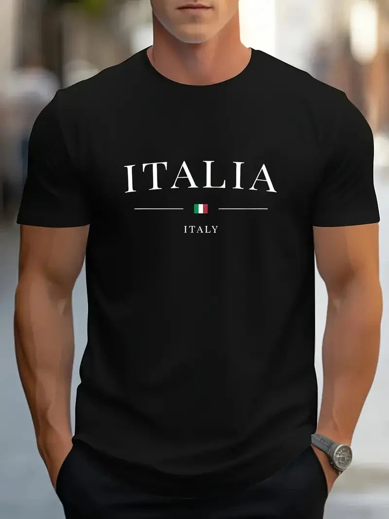 Men's Simple Letter Printed T-shirt Summer Daily Casual Round Neck Short Sleeve Loose Comfortable Fashion Simple Short Sleeve