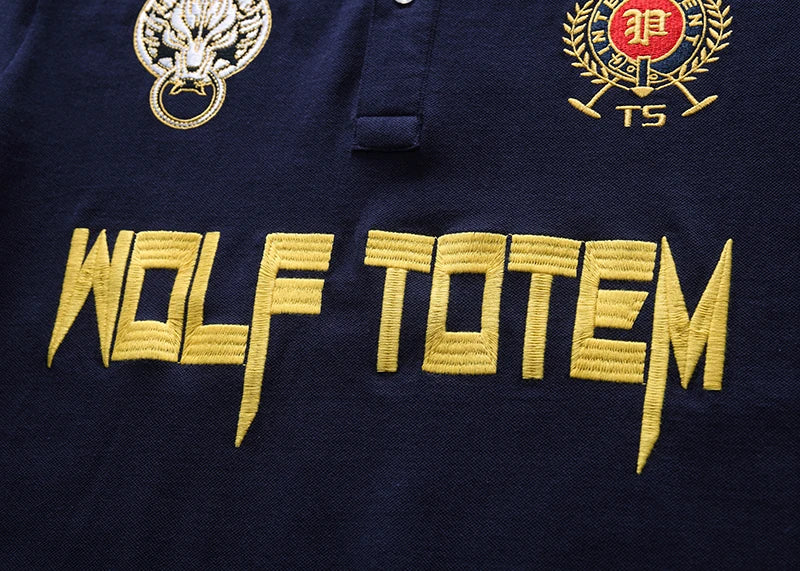 Men's polo shirt Wolf Totem cotton embroidery stitching color classic fashion original design pure cotton high quality