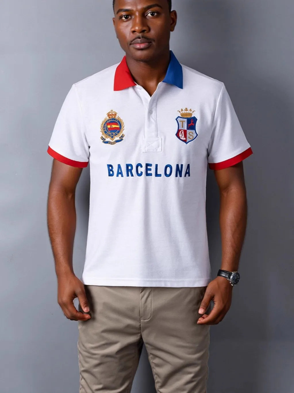 Men's High-Quality Cotton Polo Shirt Barcelona Football Fans Embroidered "Barca" Symbol Quality New Year's Gift for Men