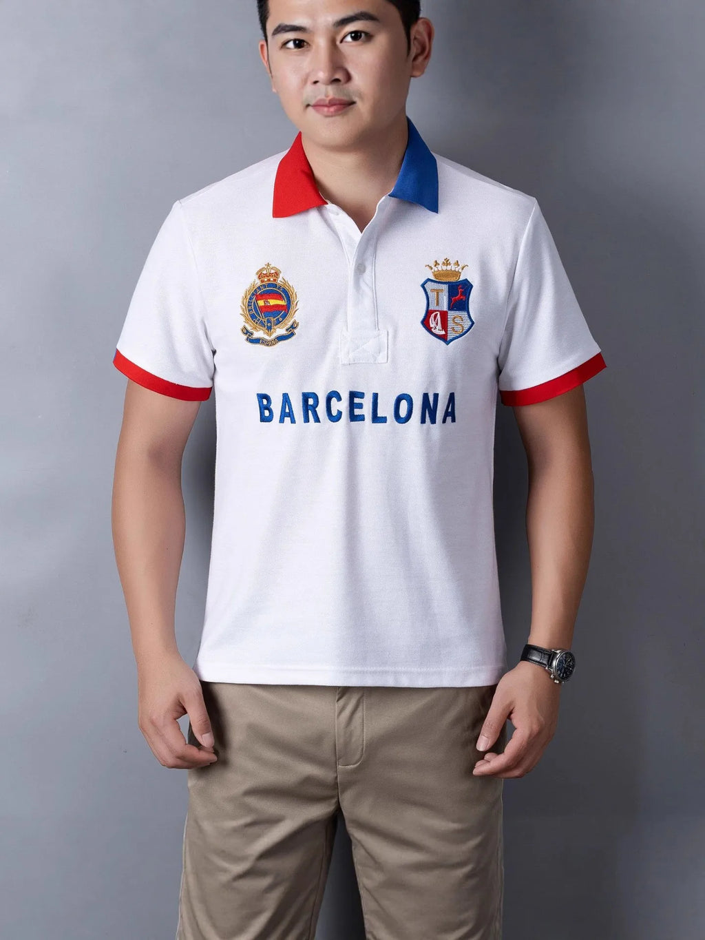 Men's High-Quality Cotton Polo Shirt Barcelona Football Fans Embroidered "Barca" Symbol Quality New Year's Gift for Men