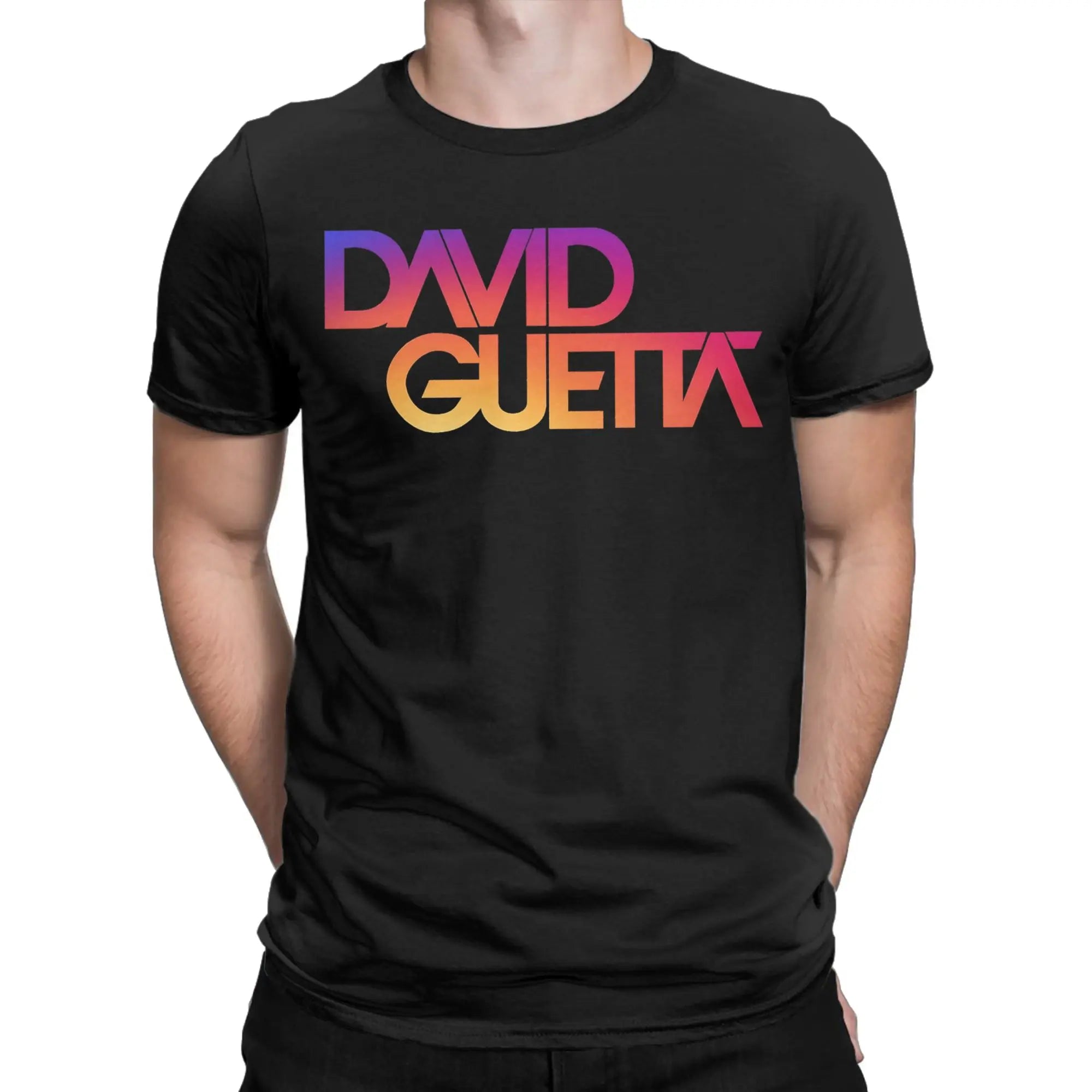 David Guetta Sunset Logo T Shirt Men's  Cotton Cool T-Shirts Round Neck  Tee Shirt Short Sleeve Tops Plus Size