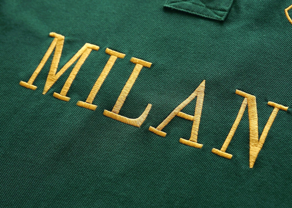 Men's High-Quality Cotton Polo Shirt ITALY GREEN cotton Embroidered "MILAN" Symbol leisure sport New Year's Gift for Men