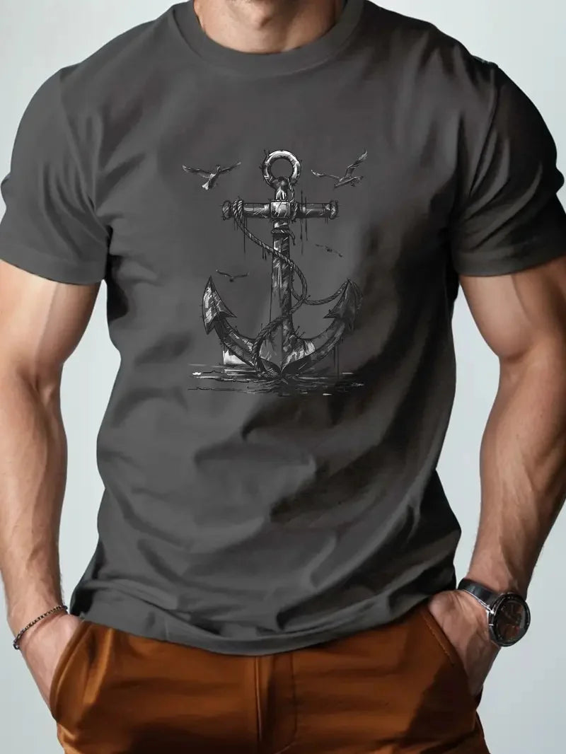Men's Simple Letter Printed T-shirt Summer Daily Casual Round Neck Short Sleeve Loose Comfortable Fashion Simple Short Sleeve