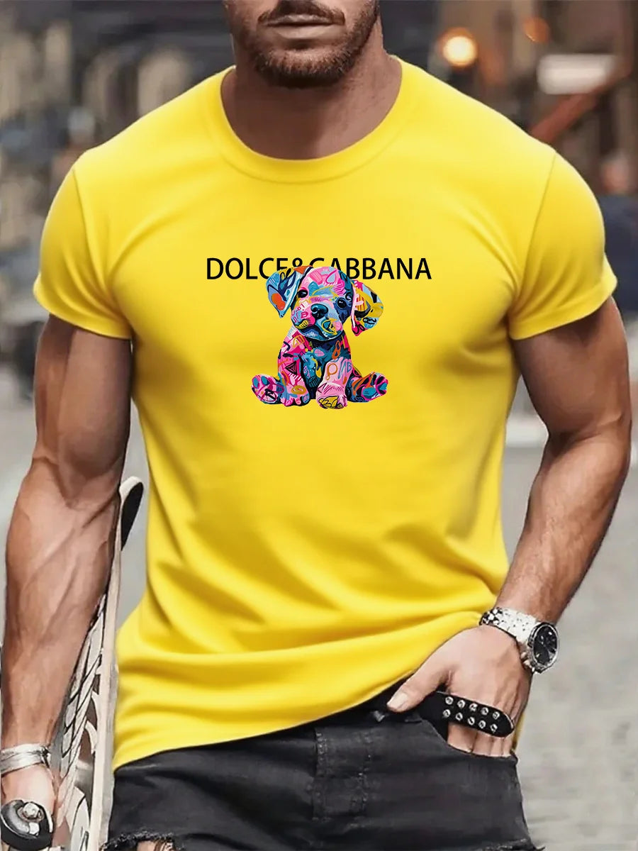 New Cartoon Dog Men's Printed T-Shirt - High-quality Cotton Luxury Brand T-Shirt for Men and Women - Streetwear Y2K Summer Top
