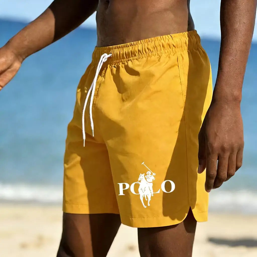 Men's trendy printed beach pants, lightweight and breathable quick drying shorts, daily wear for beach vacation swimming