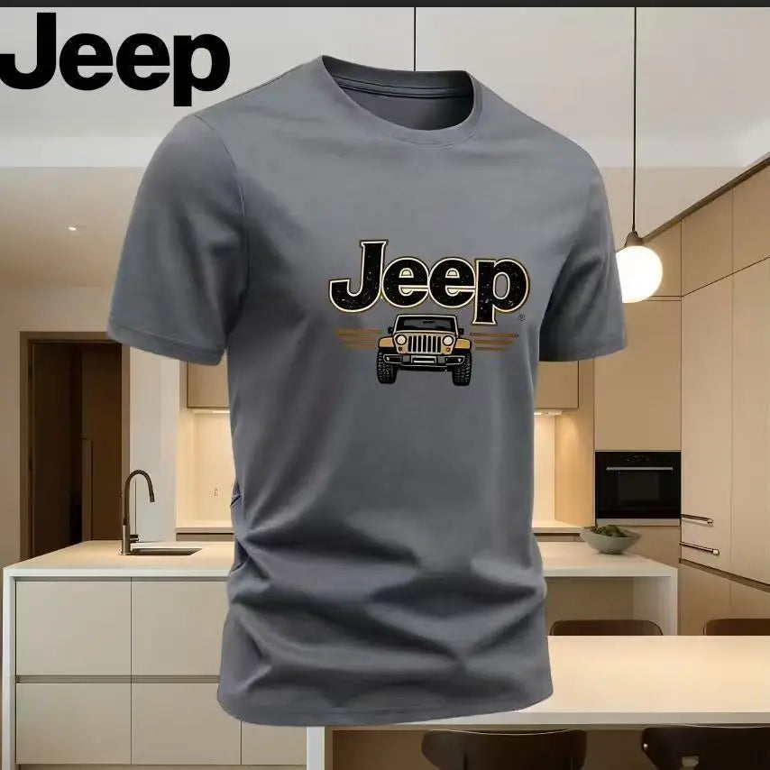 Jeep Men's T-Shirt 4x4 Off-Road Car Graphic Tee Summer Casual Short Sleeve O-Neck Breathable Tops Plus Size