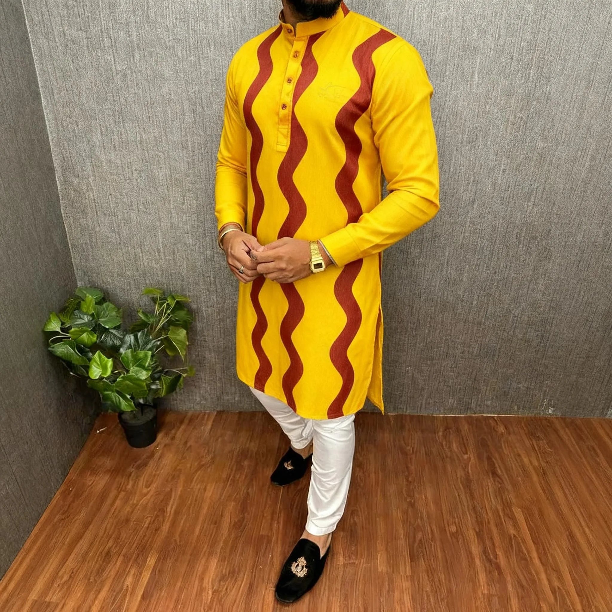 2026 Summer Men'S Digital Printed Kurta Vardha Regular Fit Mandarin Collar All Occasions Arabe Hombre Ropa Marokkaanse Kaftan