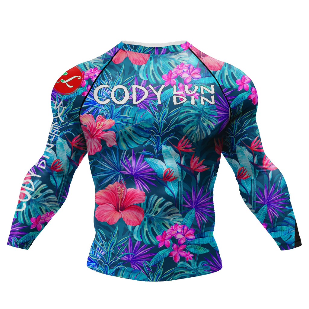 Cody Lundin Hot Flower Printed Fitness T-Shirt and Pants for Men MMA Rashguard Jiu JitsuShorts Gym BJJ Boxing Running Sportsuits